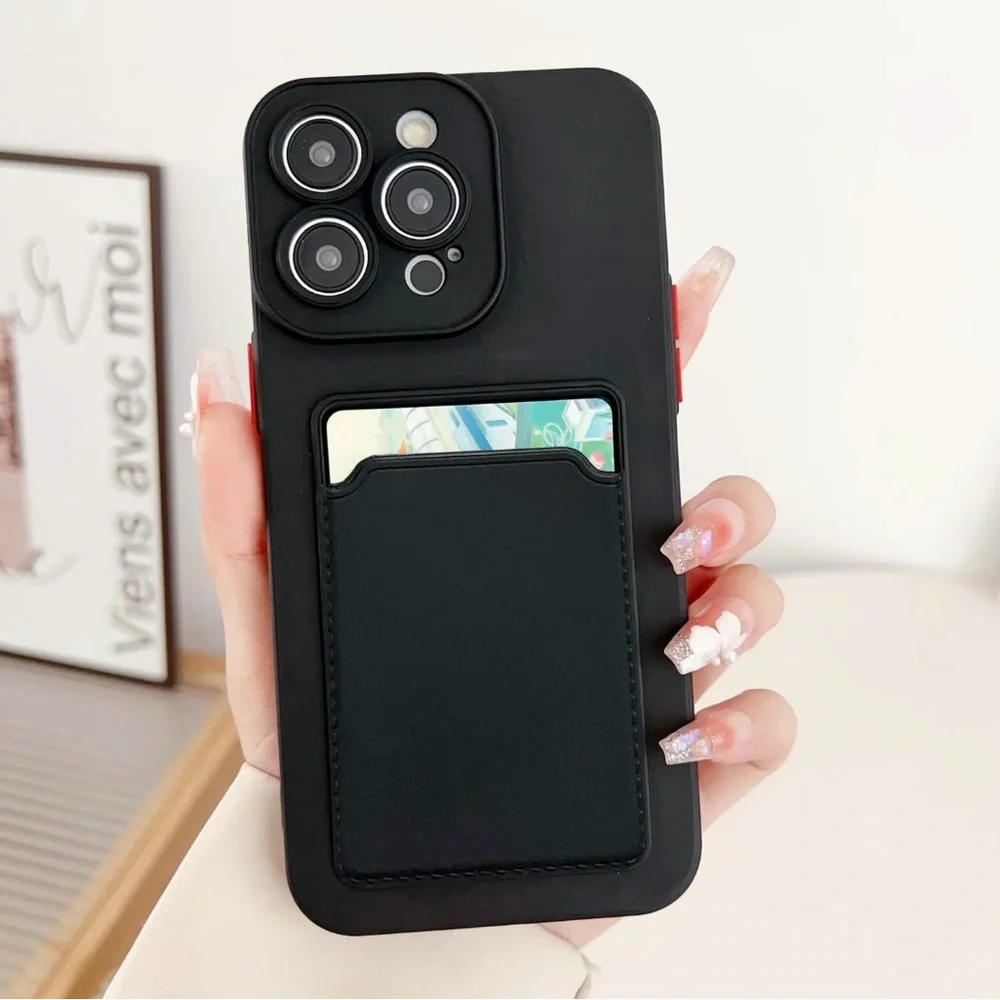 iPhone 12 Pro Max Solid Black ID/Card Phone Case